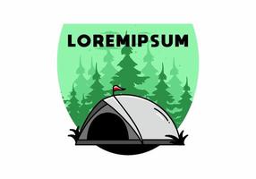 Dome tent camping illustration badge design vector