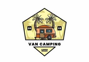 Teardrop camper and coconut tree illustration design vector