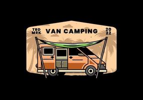 Van camper and flysheet illustration design vector