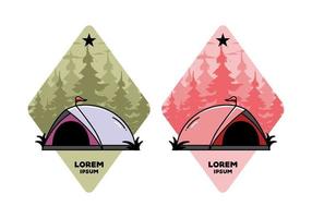 Dome tent camping illustration badge design vector