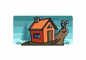 Walking snail and house illustration design vector