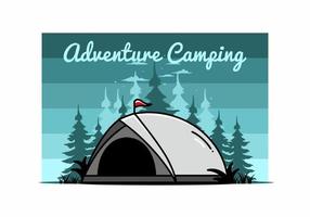 Dome tent camping illustration badge design vector