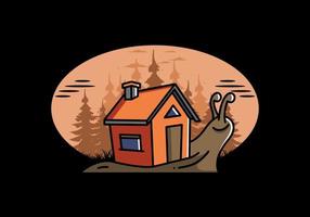 diseño de ilustración de caracol y casa caminando vector