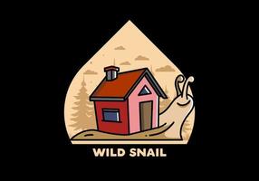 Walking snail and house illustration design vector