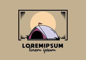Dome tent camping illustration badge design vector