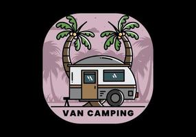 Teardrop camper and coconut tree illustration design vector