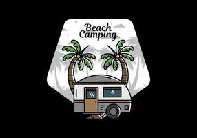 Teardrop camper and coconut tree illustration design vector