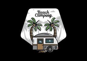 Teardrop camper and coconut tree illustration design vector