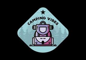 Simple camping bag illustration design vector