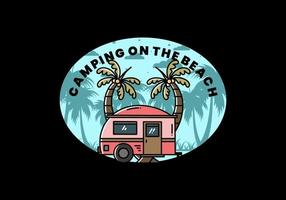 Teardrop camper and coconut tree illustration design vector