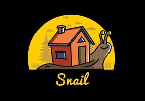 Walking snail and house illustration design vector