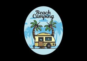 Teardrop camper and coconut tree illustration design vector