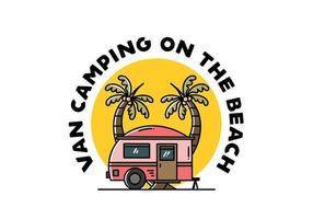 Teardrop camper and coconut tree illustration design vector