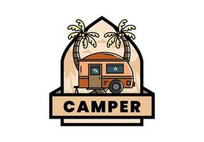 Teardrop camper and coconut tree illustration design vector