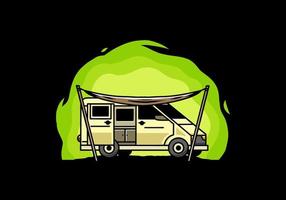 Van camper and flysheet illustration design vector