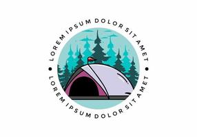 Dome tent camping illustration badge design vector