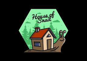 Walking snail and house illustration design vector