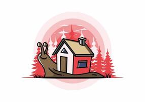 Walking snail and house illustration design vector