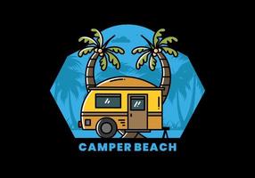 Teardrop camper and coconut tree illustration design vector