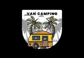 Teardrop camper and coconut tree illustration design vector