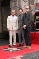 vLOS ANGELES, JUL 1 - Michael Douglas, Paul Rudd, Peyton Reed at the Paul Rudd Hollywood Walk of Fame Star Ceremony at the El Capitan Theater Sidewalk on July 1, 2015 in Los Angeles, CA photo