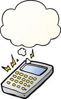 cartoon calculator and thought bubble in smooth gradient style vector