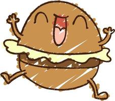 Dancing Burger Chalk Drawing vector