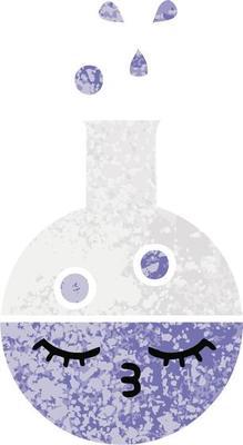 retro illustration style cartoon test tube