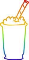 rainbow gradient line drawing milkshake vector