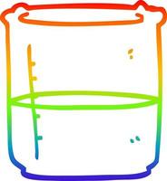 vaso de precipitados de ciencia de dibujos animados de dibujo lineal de gradiente de arco iris vector
