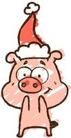 Christmas Pig Chalk Drawing vector