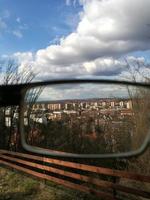 Cityscape of Miskolc from the Avasi lookout tower, viewed from my glasses photo
