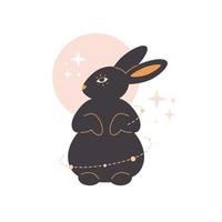 Cute rabbit with astrology elements. Year of the Rabbit vector