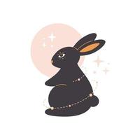 Cute rabbit with astrology elements. Year of the Rabbit vector