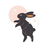 Cute rabbit with astrology elements. Year of the Rabbit vector