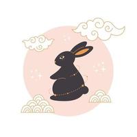 Happy Chinese New year greeting card with cute rabbit. Year of the Rabbit. Mid autumn festival vector