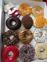 donuts sweets food colorful box photo