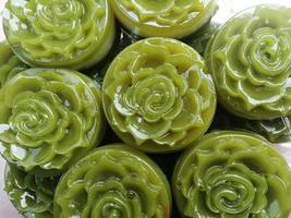 Thai dessert food green round flower pattern photo