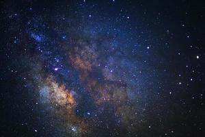 Close up of Milky way galaxy with stars and space dust in the universe, Long exposure photograph, with grain. photo