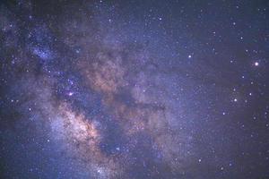 The center of milky way galaxy and space dust in the universe, Long exposure photograph, with grain. photo