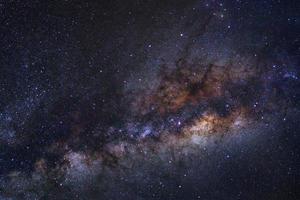 Milky way galaxy with stars and space dust in the universe, Long exposure photograph, with grain. photo