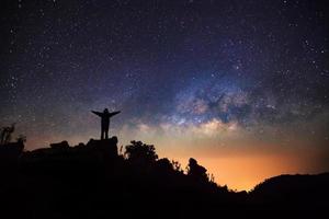 Milky Way Galaxy at Doi Luang Chiang Dao.Long exposure photograph.With grain photo