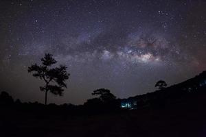 Milky Way galaxy, Long exposure photograph, with grain. photo