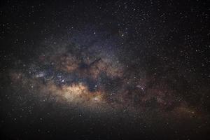 Milky Way galaxy, Long exposure photograph, with grain. photo