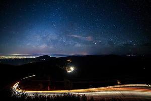 Milky way galaxy with stars and space dust in the universe at Doi inthanon Chiang mai, Thailand photo