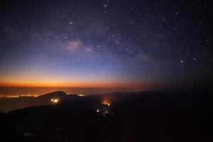 Milky way galaxy with stars and space dust in the universe at Doi inthanon Chiang mai, Thailand photo