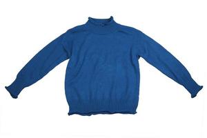 Fashion blue sweaters clothing for winter season isolated on white background photo