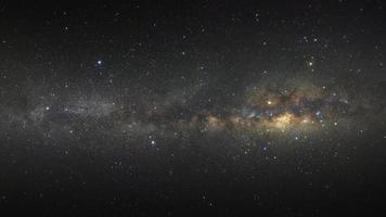 galaxia panorámica vía láctea con estrellas y polvo espacial en el universo, fotografía de larga exposición, con grano. foto