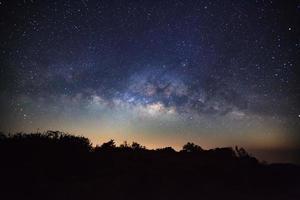 Milky Way Galaxy at Doi Luang Chiang Dao high mountain in Chiang Mai Province, Thailand.Long exposure photograph.With grain photo