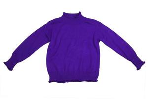 Fashion violet sweaters clothing for winter season isolated on white background photo